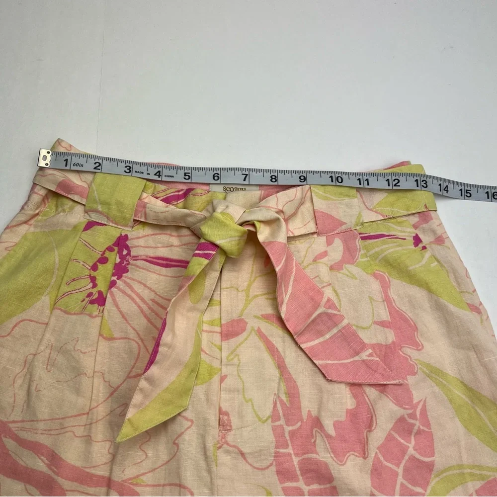 Scotch & Soda High Rise Mid Length Shorts Pink Green Floral Print Womens Size XS